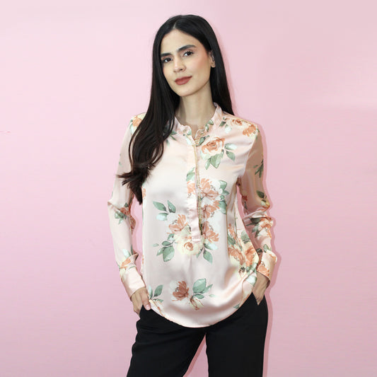 BLUSA SATIN PALMER GUESS