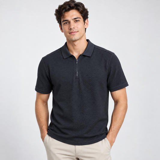 PLAYERA CON TEXTURA Y CIERRE TAHARY