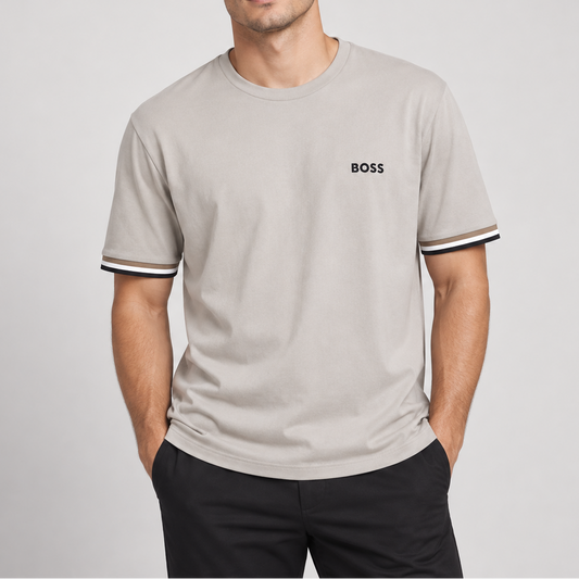 PLAYERA TEJIDO DE REJILLA CON DISEÑO DE RAYAS BOSS