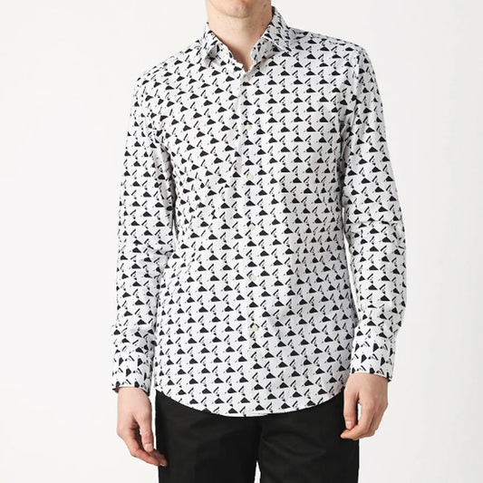 CAMISA ESTAMPADA TRIANGULOS MANGA LARGA BOSS