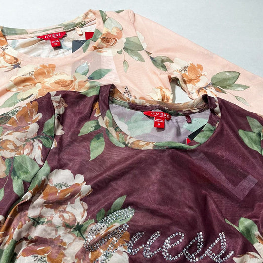 BLUSA FLORES GASA Y LOGO GUESS